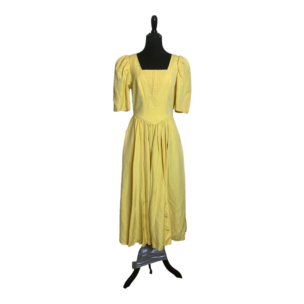 Lodenfrey vintage yellow short sleeves maxi dress size Large